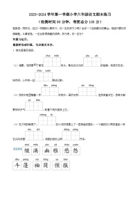 2023-2024学年江苏省盐城市盐都区部编版六年级上册期末考试语文试卷