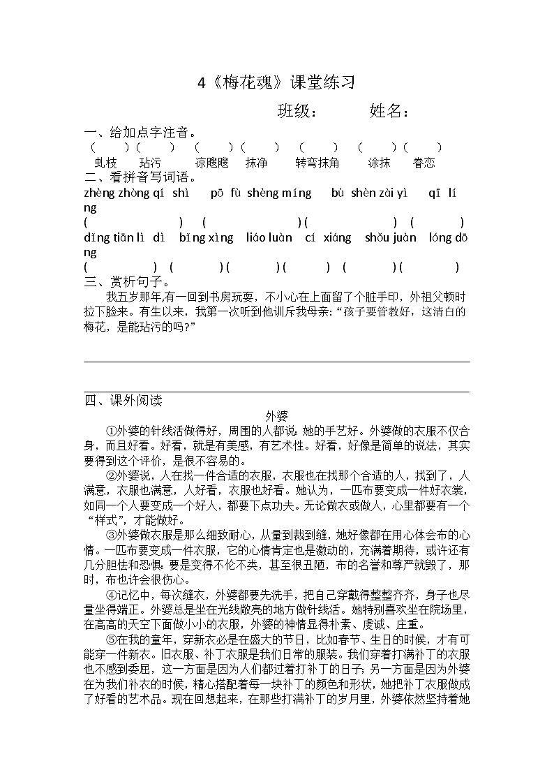 4《梅花魂》课件+朗读+练习（部编版语文五下）01