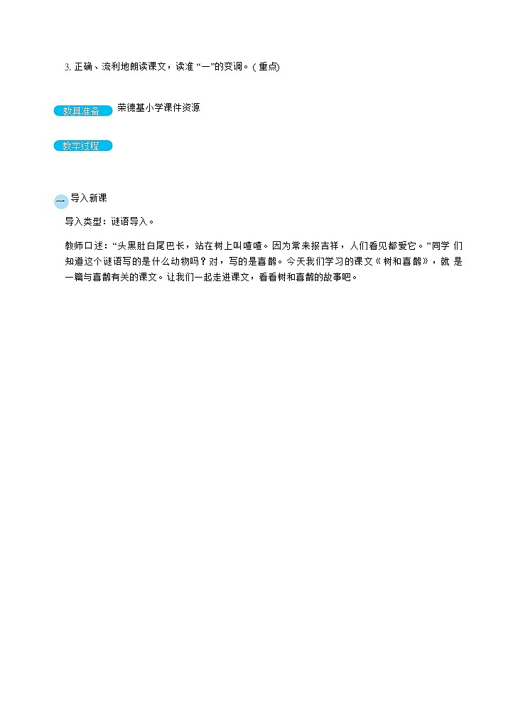 部缟1语下 第3单元 5.《树和喜鹊》 PPT课件+教案02