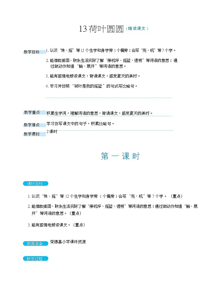 12 荷叶圆圆( 精读课文)第1页