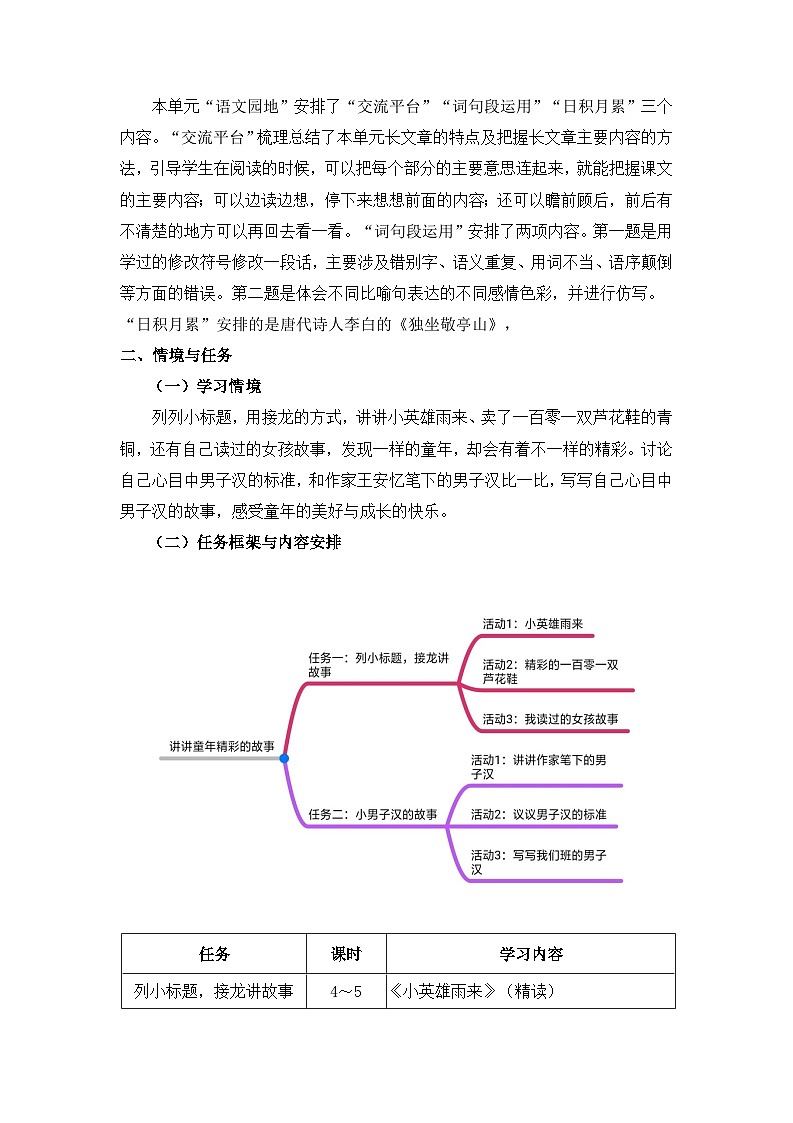 第六单元  讲讲童年精彩的故事【大单元任务群教学设计】2023-2024学年四年级下册语文统编版第3页