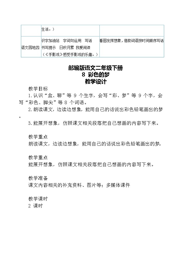 【核心素养】部编版语文二下  8《彩色的梦》课件+教案+音视频素材02