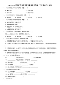 江苏省连云港市灌南县2021-2022学年五年级下学期期末语文试卷