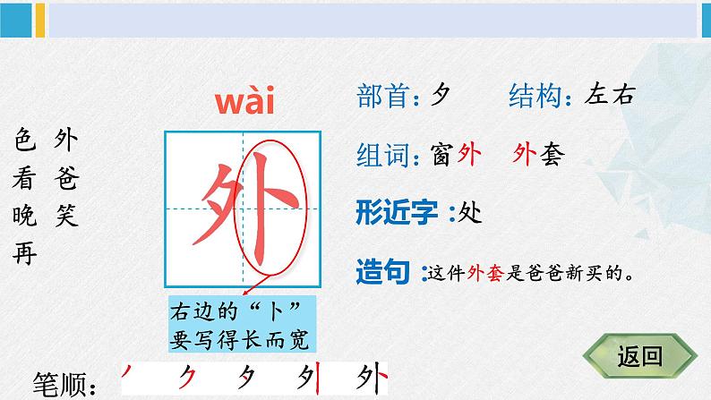 一年级语文下册生字笔顺8 夜色（教学课件）第4页