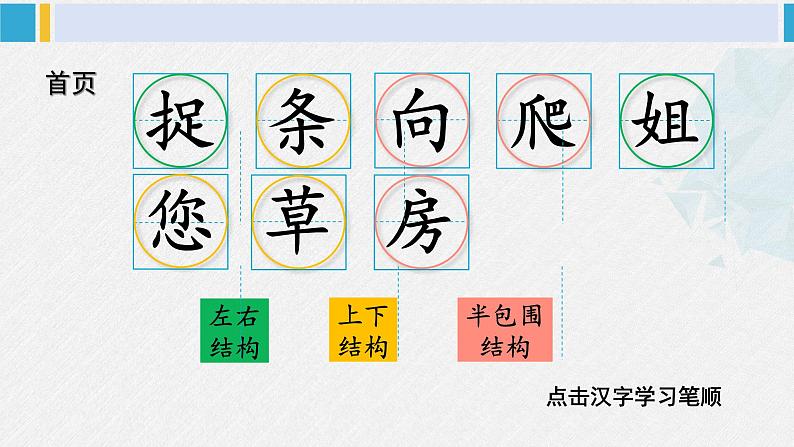 一年级语文下册生字笔顺20 小壁虎借尾巴（教学课件）第2页