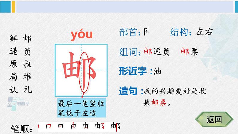 二年级语文下册生字笔顺 3 开满鲜花的小路（教学课件）04