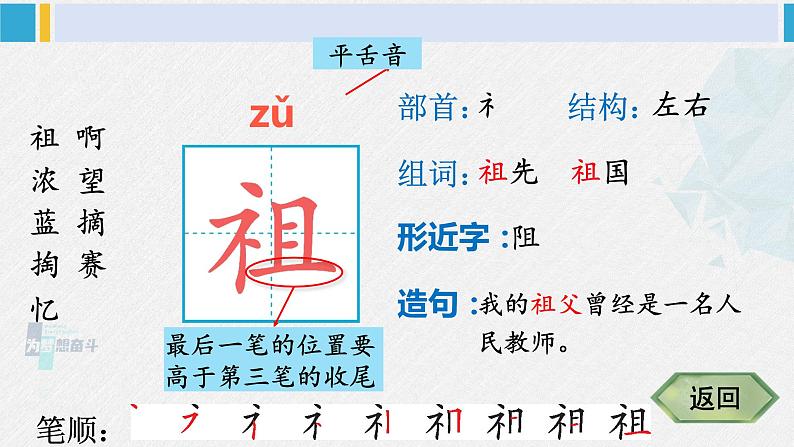 二年级语文下册生字笔顺 23 祖先的摇篮（教学课件）第3页