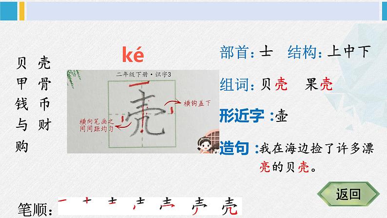 二年级语文下册字帖笔顺教学识字3 “贝”的故事（课件）第5页