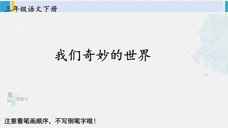 三年级语文生字笔顺 22 我们奇妙的世界（教学课件）第1页