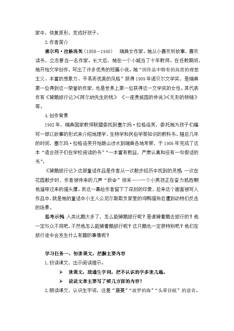 【核心素养目标】部编版小语文六下 6《骑鹅旅行记（节选）》教案第3页