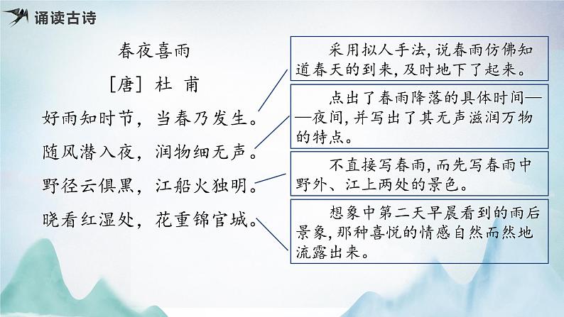 部编版语文六年级下册 《春夜喜雨》 同步课件+同步教案08