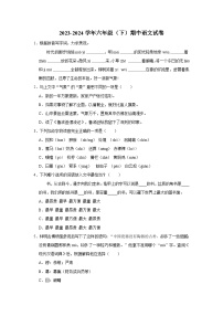 六年级下学期期中语文试卷（原卷+答案与解释）2023-2024学年第二学期部编版