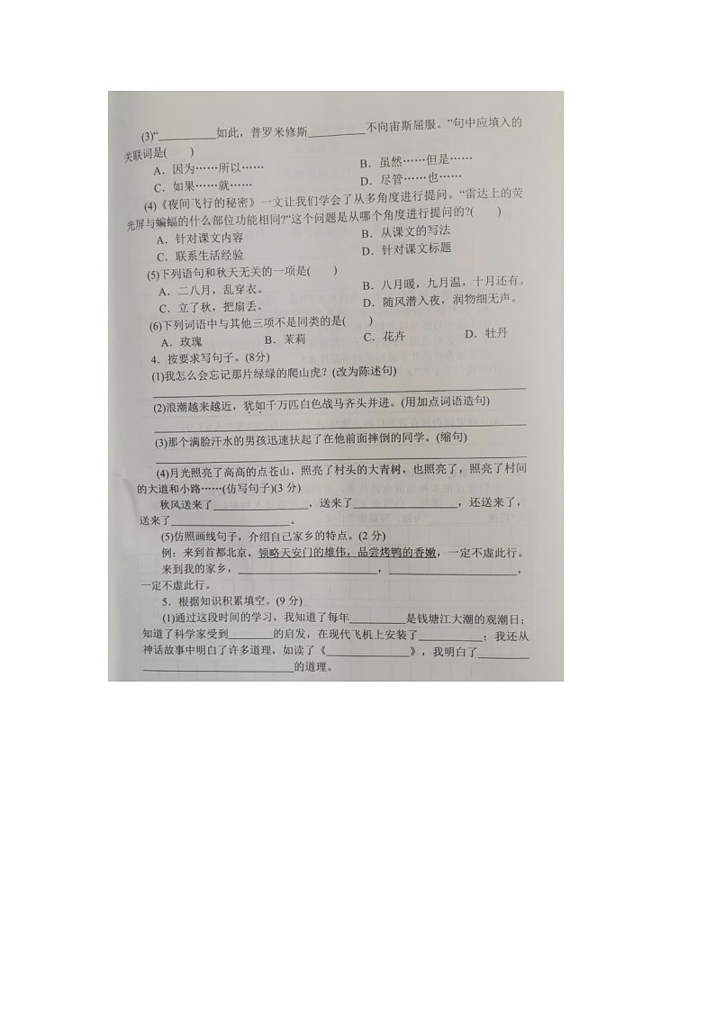 河南省南阳市南召县2023-2024学年四年级上学期期中语文试题02