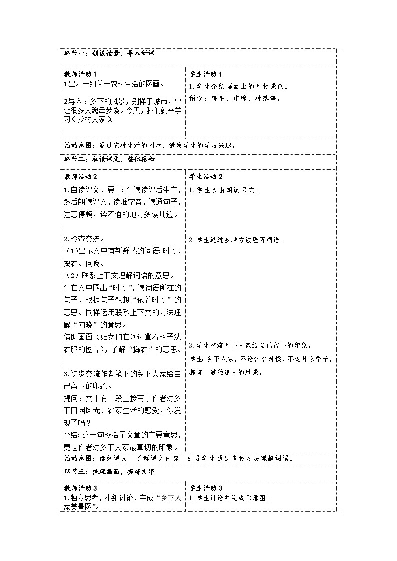 2 乡下人家（教学设计）部编版语文四年级下册02