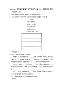 2023-2024学年浙江省温州市平阳县六年级上学期期末语文试卷（含答案）