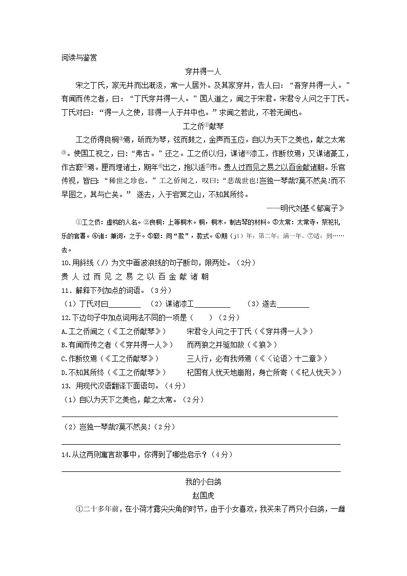 小升初阅读专项练习（试题）六年级下册语文部编版第1页