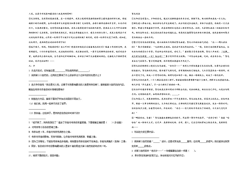 2023-2024学年武汉市黄陂区小升初语文高频考点检测卷含答案第3页