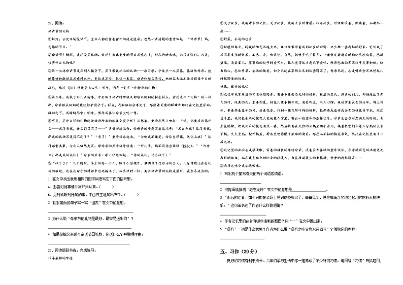 2023-2024学年黑龙江省双鸭山市小升初语文预习模拟卷含答案第3页