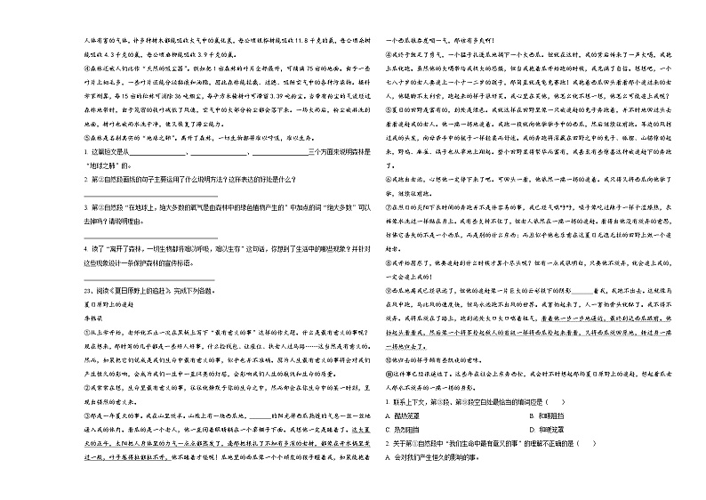 2024届河南省洛阳市吉利区小学六年级第二学期小升初语文试卷含答案第3页