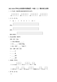 2023-2024学年山东省滨州市滨城区一年级上学期期末语文试卷（含答案）