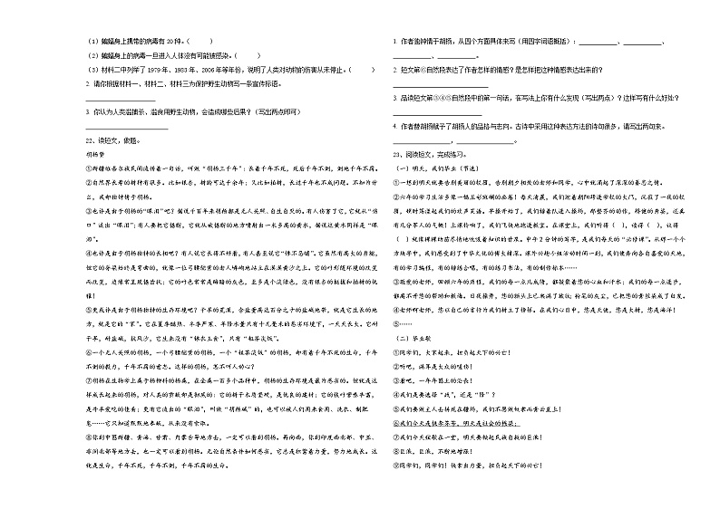 2024年广西壮族百色市德保县小升初总复习语文测试题含答案第3页