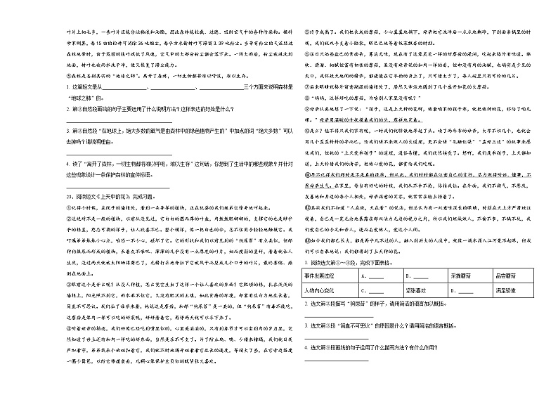 四川省广元市市中区2023-2024学年小升初总复习语文精选精练含答案第3页