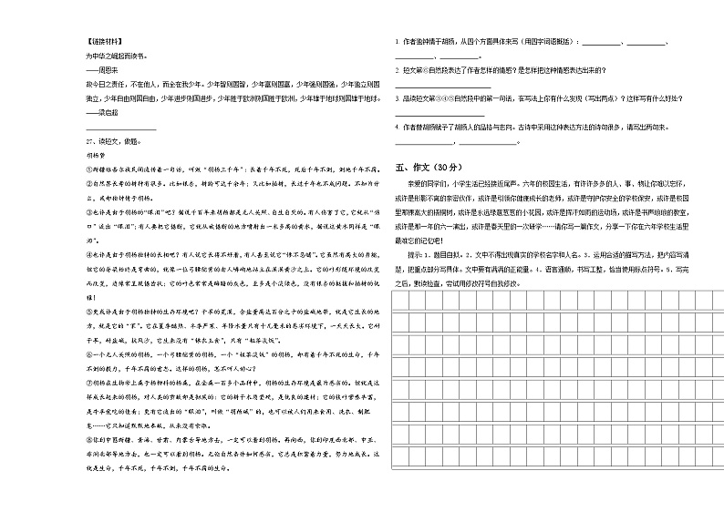 德州市齐河县2024届小升初总复习语文精选精练含答案第3页