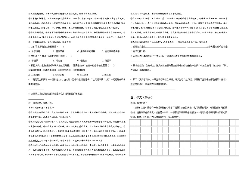 江西省南昌市新建区2023-2024学年六年级下学期小升初真题精选语文试卷含答案第3页
