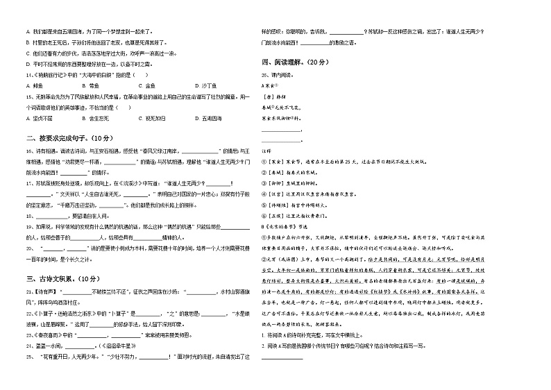 河南省商丘市睢县育才九年一贯制学校2024届小升初语文综合练习卷含答案第2页
