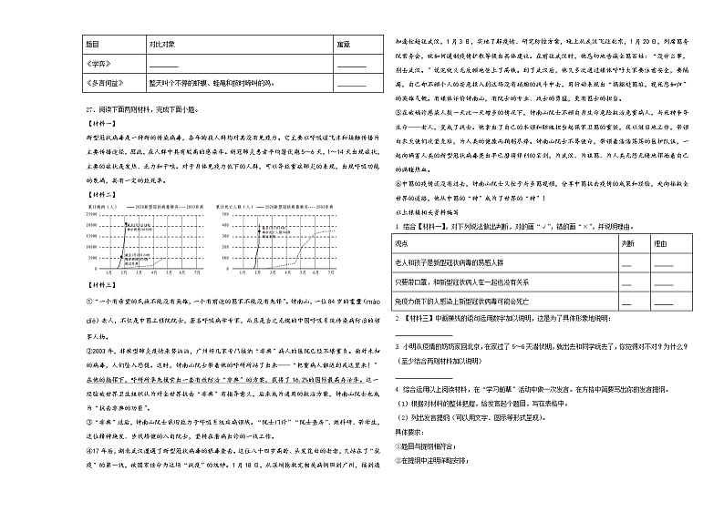 福建省厦门市思明区民立第二小学2024届小升初素养语文检测卷含答案03