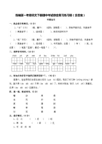 统编版一年级语文下册期中考试综合复习练习题（含答案）