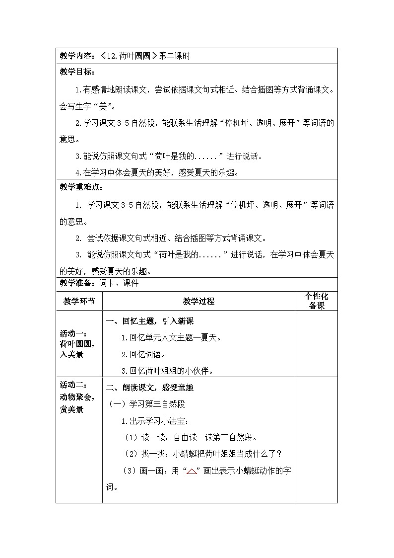 荷叶圆圆  教案第2页