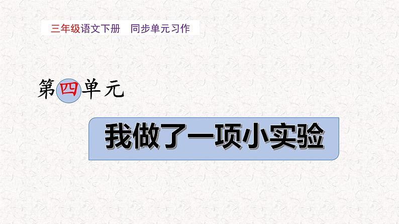 第四单元 习作：我做了一项小实验（课件）2023-2024学年三年级语文下册单元作文能力提升（统编版）第1页