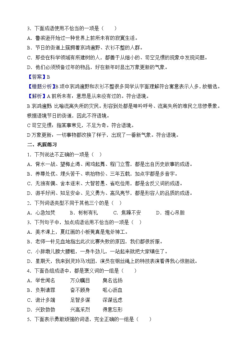 专题03成语-小升初语文易错题专项练习第2页