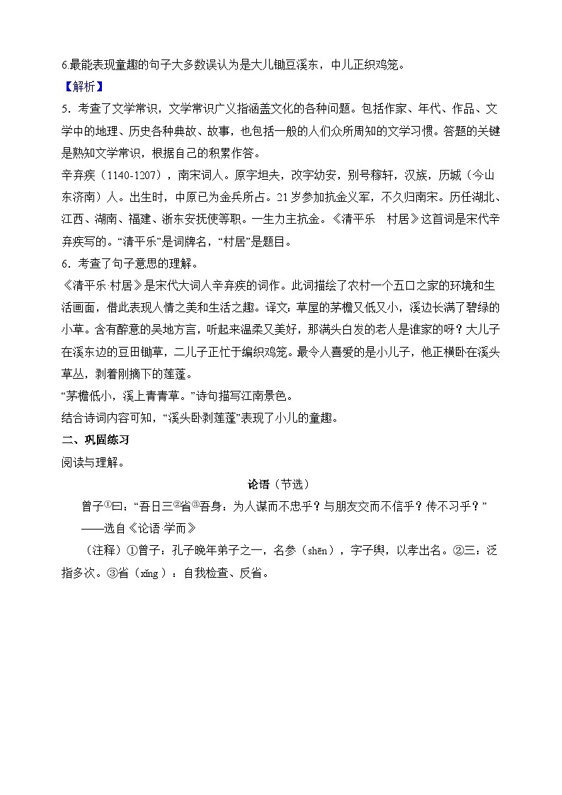 专题07古诗文阅读-小升初语文易错题专项练习第3页