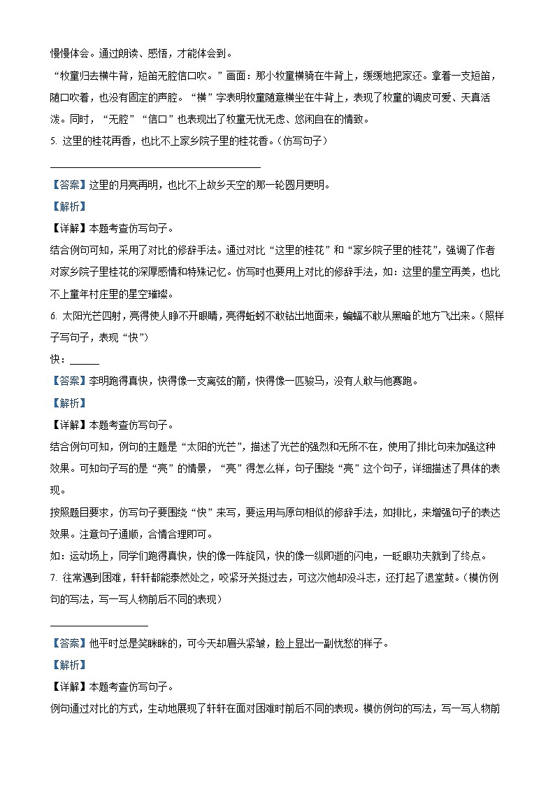 2023-2024学年河南省南阳市宛城区部编版五年级下册期中考试语文试卷（解析版）第3页