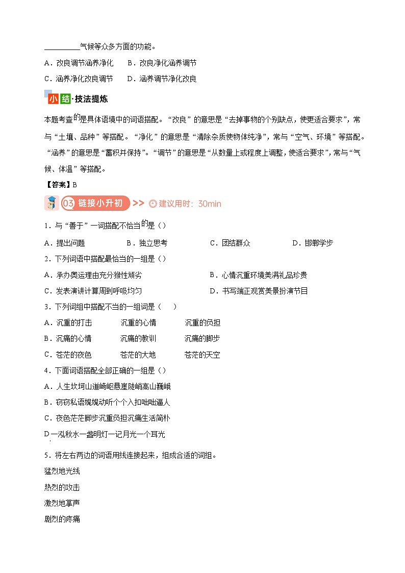 考点04 词语——词语搭配-2024年小升初语文核心知识点突破练习第2页
