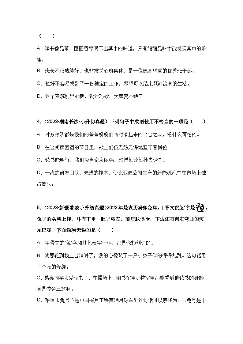 专题04 词语搭配与运用（原卷版）第3页