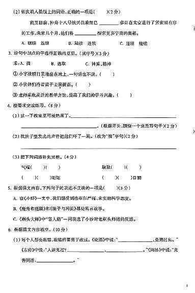 山西省朔州市右玉县多校2023-2024学年三年级下学期5月月考语文试卷02