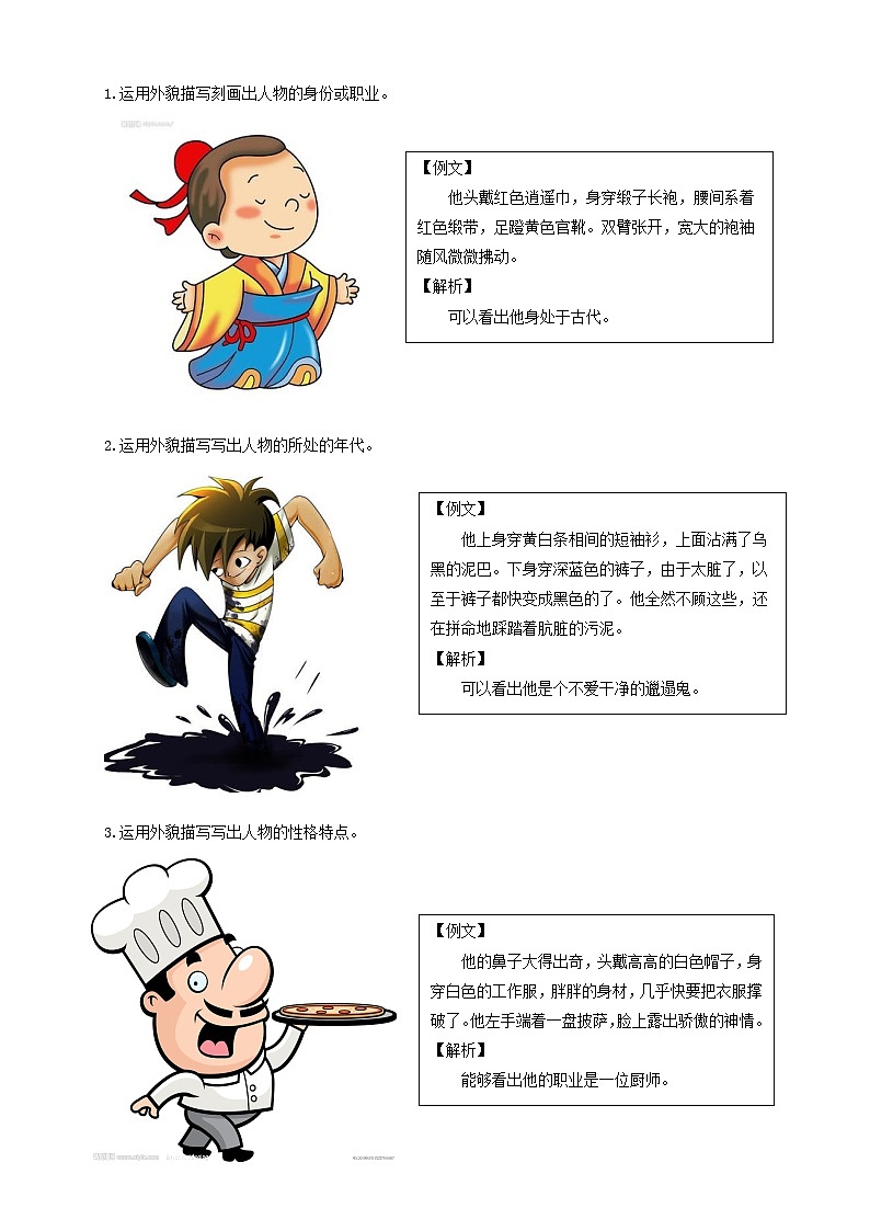 【作文教学设计】小升初语文统编版作文精讲精练---人物的外貌和神态（讲义）第2页