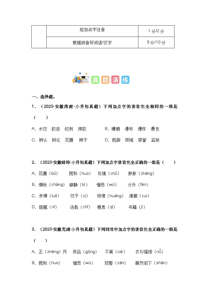 专题01 字音辨析（原卷版+解析版）02