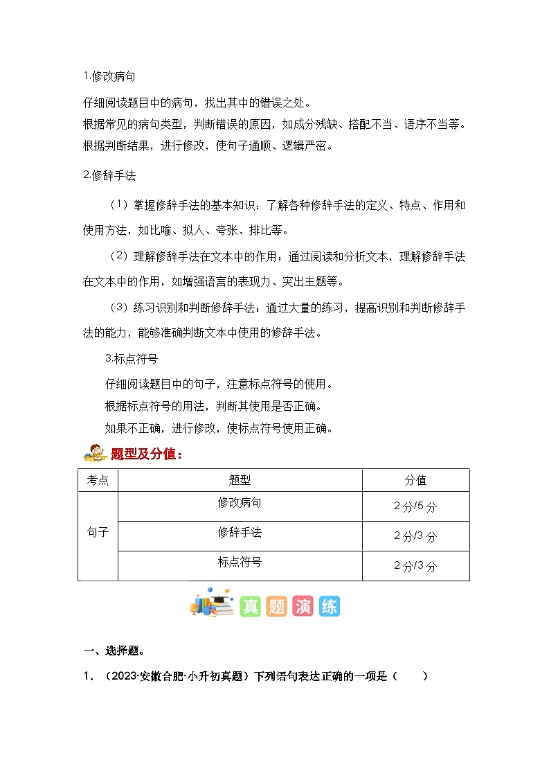 专题05 句子训练1（病句、标点、修辞）（解析版）第2页