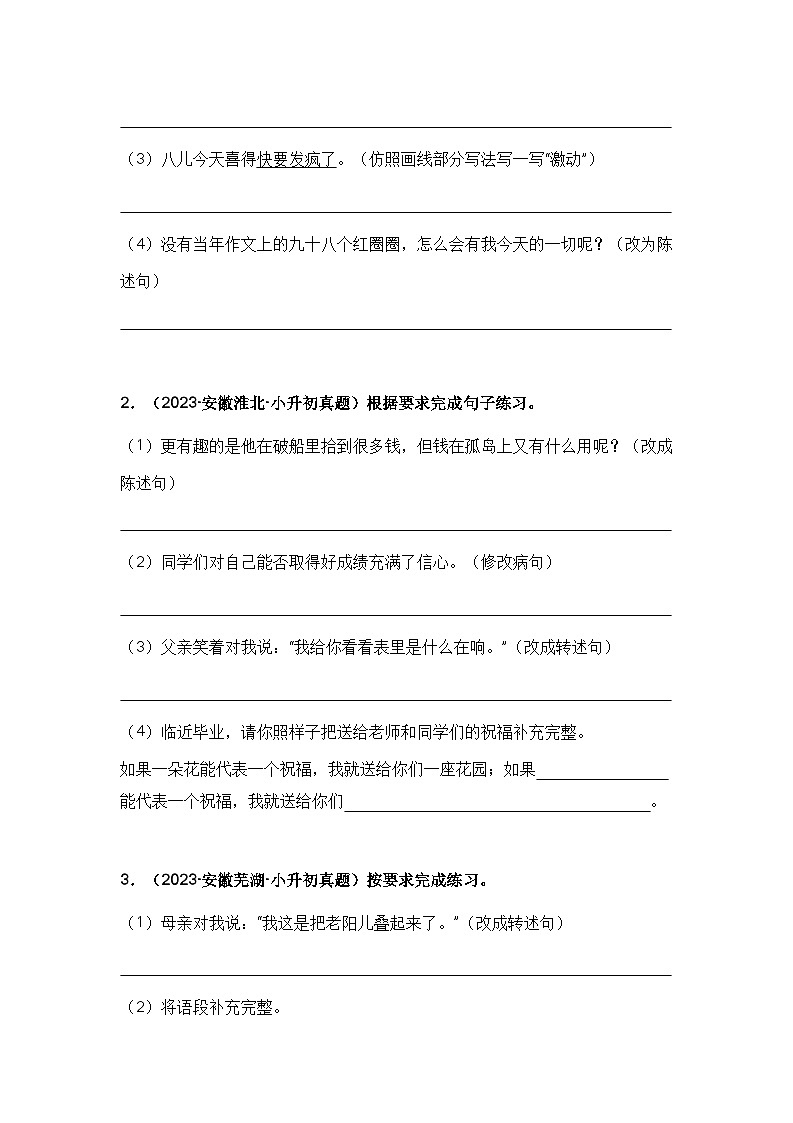 专题06 句子训练2（仿写、改写、扩句、缩句）（原卷版）第2页