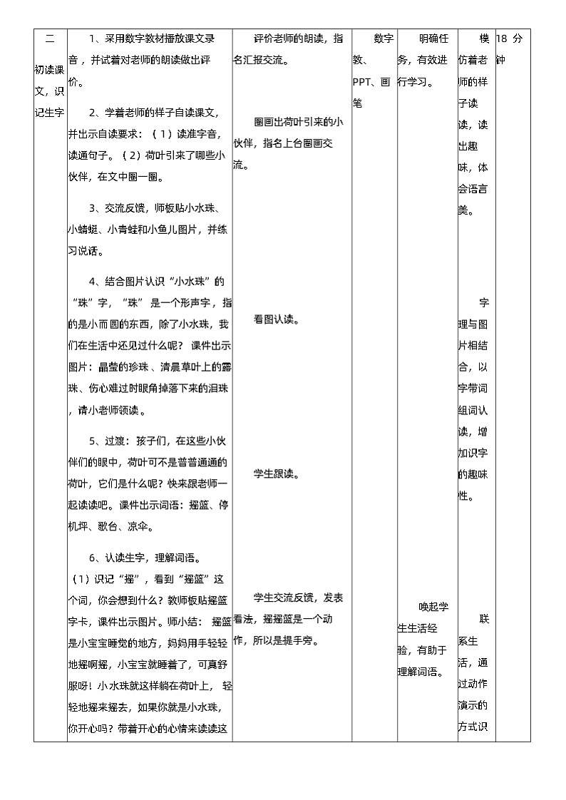 统编版一年级语文下册课文 4 《荷叶圆圆》教学设计第3页