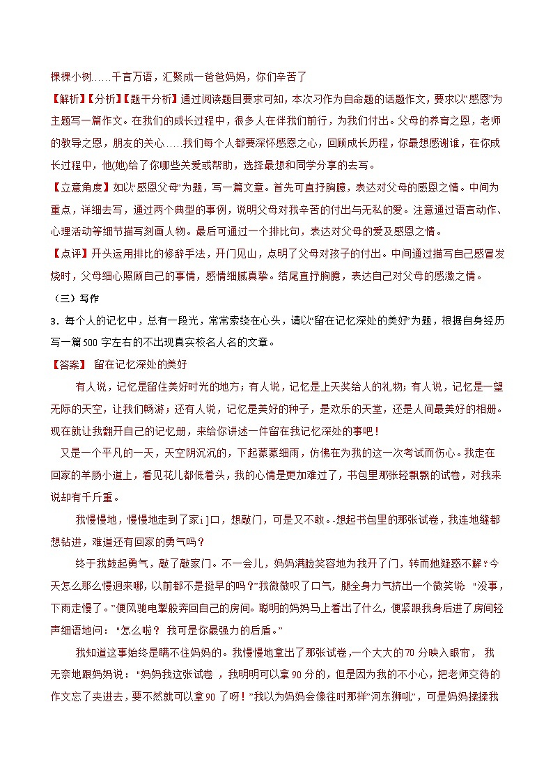 专题10：写作-备战2024年小升初专项训练必刷题 解析版第3页