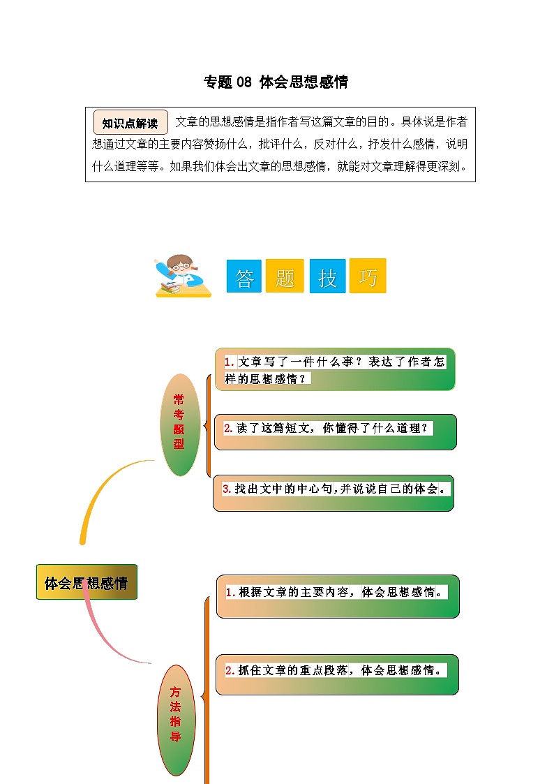 专题08 体会思想感情-2024小升初语文记叙文阅读专项训练（部编版）01
