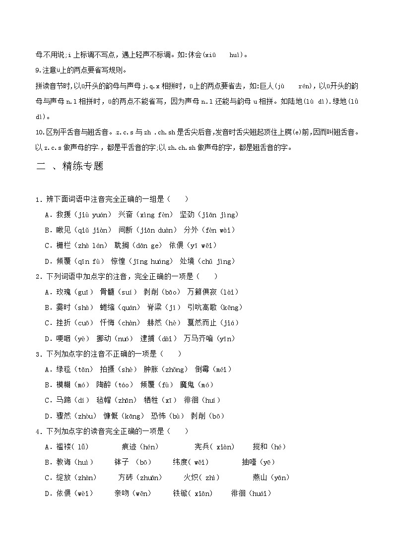 专题01 字音-备战2024年小升初语文精讲精练必刷题（全国通用）原题版第3页