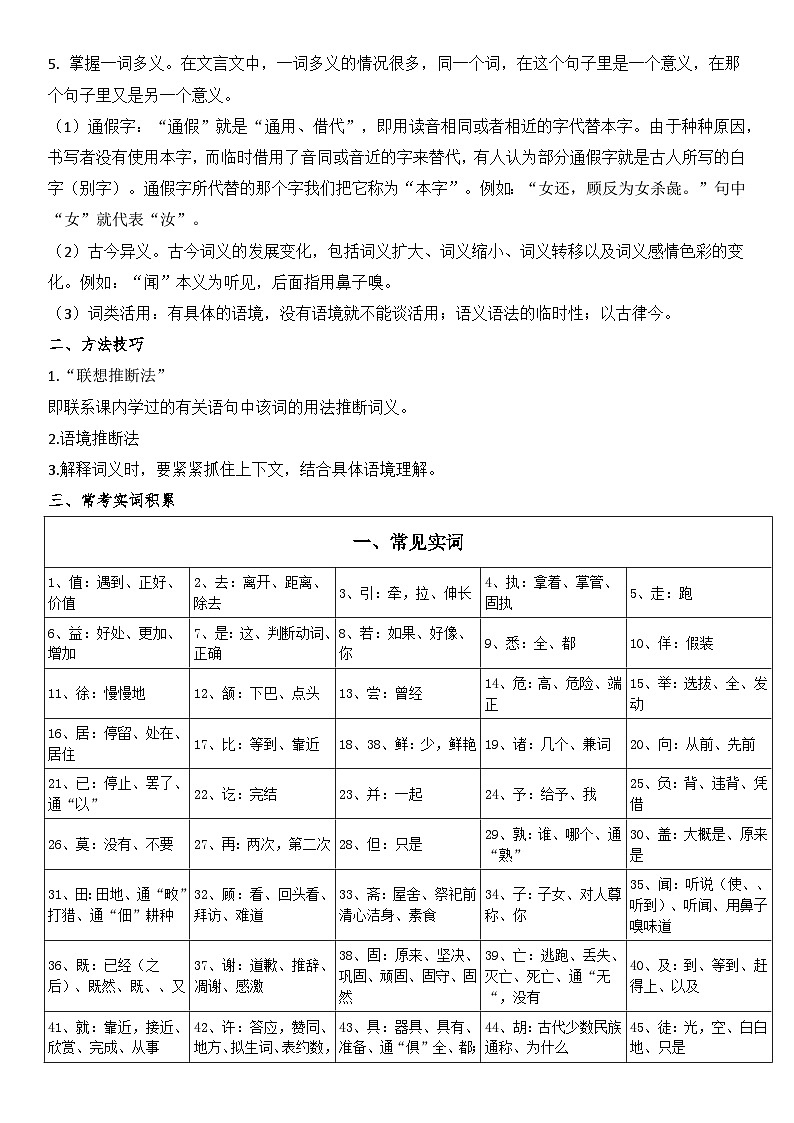 小升初文言文阅读-02常见文言实词的含义（学生版）第2页