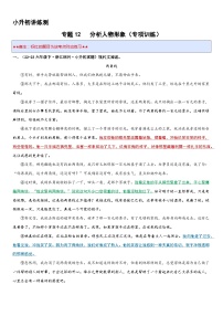 专题12 分析人物形象（专项训练）2024年小升初语文复习暑假衔接讲练测（原卷版+解释版）