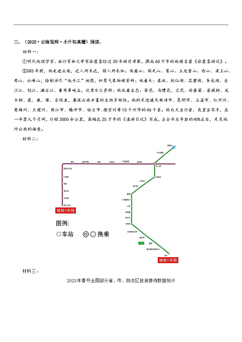 专题25 非连续性文本阅读-2（专项训练）2024年小升初语文复习暑假衔接讲练测（原卷+答案与解释）03